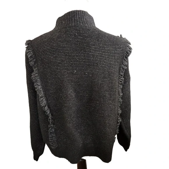 LOFT‎ Mock Neck Fringe Sweater Knit Pullover Textured Sparkle Womens Large L NWT - Picture 3 of 8